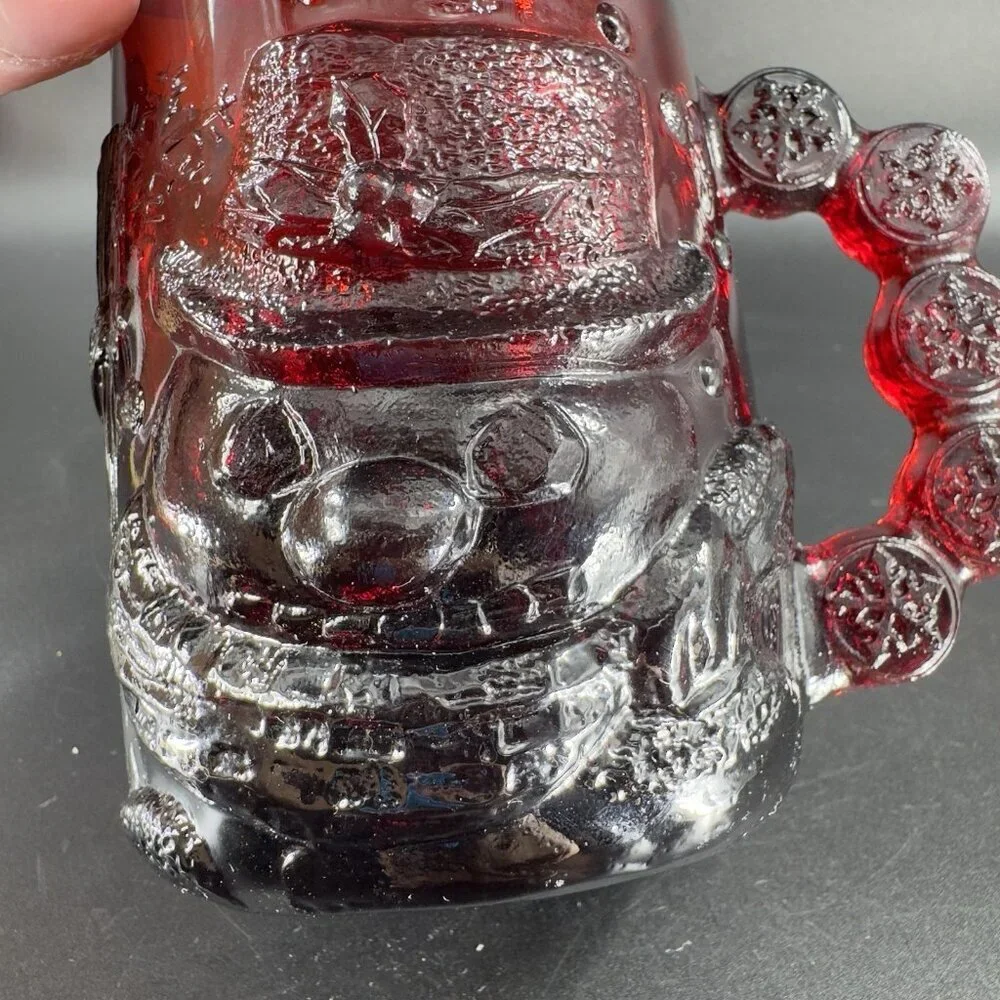 Luminarc Arcoroc Ruby Red Thick Heavy Glass Mug Cup Set Manganese 365nm UV Glow - Picture 6 of 13